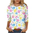 thumbnail image 2 of UPPADA T-Shirts de Pâques pour Femmes Bunny Lapin Oeuf Imprimé T-Shirts Manches 3/4 Col Rond T-Shirts d'Été Décontractés Mignons T-Shirts Graphiques Chandail Confortable Haut Vert,TTG, 2 of 5