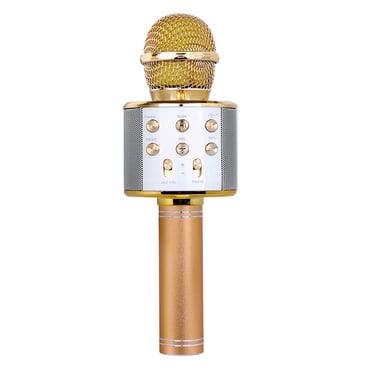 Mistaha Microphone Sans Fil Bluetooth Professionnel Haut-Parleur Karaoké Lecteur de Musique KTV Enregistreur de Chant Microphone Portatif Or