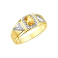 thumbnail image 4 of RYLOS Men's Rings Yellow Gold Plated Silver Classic 7X5MM Oval Gemstone & Diamond Ring Citrine November Birthstone Rings For Men Size 9, 4 of 7
