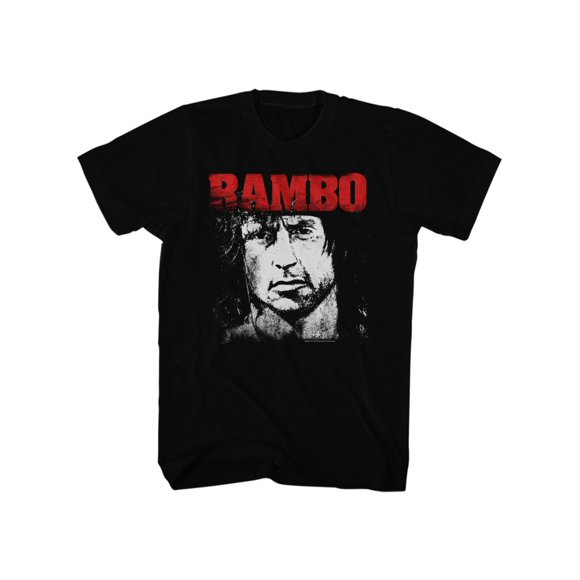 Rambo Red & White Black Adult T-Shirt Tee