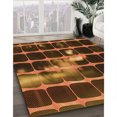 thumbnail image 3 of Ahgly Company Tapis d'Intérieur Lavable à la Machine, Carré, Transitionnel, Rouge Nuit, Tapis de Zone, 6 Pieds Carré, 3 of 7