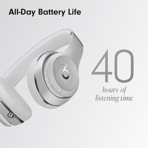 Beats Solo3 Wireless On-Ear Headphones (Silver) Bundle with