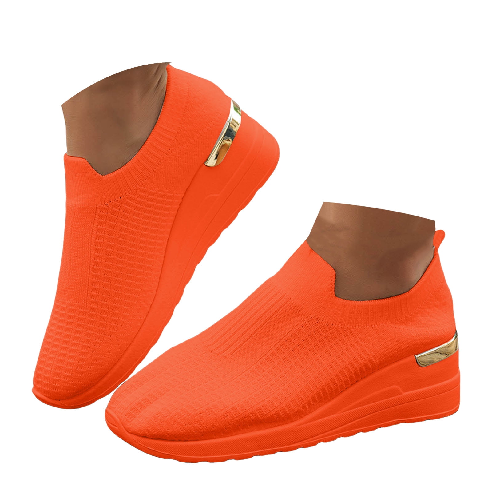 Mepaouo Chaussures de Marche pour Femmes à Enfiler Plateforme Compensée Style Chaussette Antidérapantes en Maille Tennis Course Espadrilles