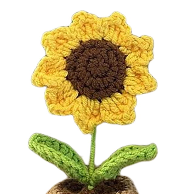 tredstone Hand Knitted Crochet Flowers Mini Potted Flowers Car Accessories Small Cute