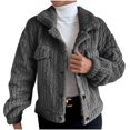 thumbnail image 2 of IROINID Veste Courte Décontractée pour Femme à Revers en Pointe, Blouson Bomber Uni à Manches Longues, Gris Foncé, 2 of 8