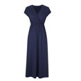 thumbnail image 3 of Birdeem Robes pour Femmes Robe Longue Sans Manches Aguichant Couleur Unie avec Ourlet Ample Col en V, 3 of 10