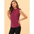 thumbnail image 2 of INSPIRE CHIC Blouses de Travail Sans Manches pour Femmes, Hauts CHIC à Volants Plissés, Rouge Foncé, TG, 2 of 5