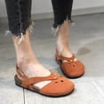 thumbnail image 1 of Babysbule Womens Clearance Sandals, Summer Round-toe Frosted Suede Flat Solid Color Buckle Backspace Casual Sandals, 1 of 7
