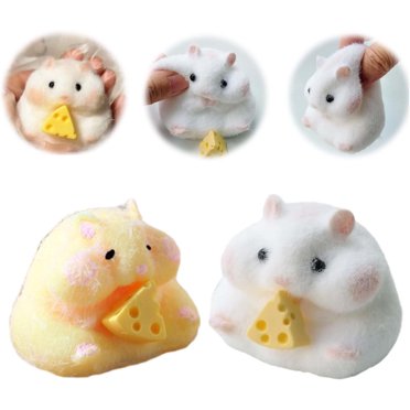 2 Pack Handmade Hamster Taba Squishy Toys,Hamster Squihsy Fun Squeeze Fidget Toy for Teens Adults,Silicone Squeeze Toys for Stress Relief Hamster 2PCS