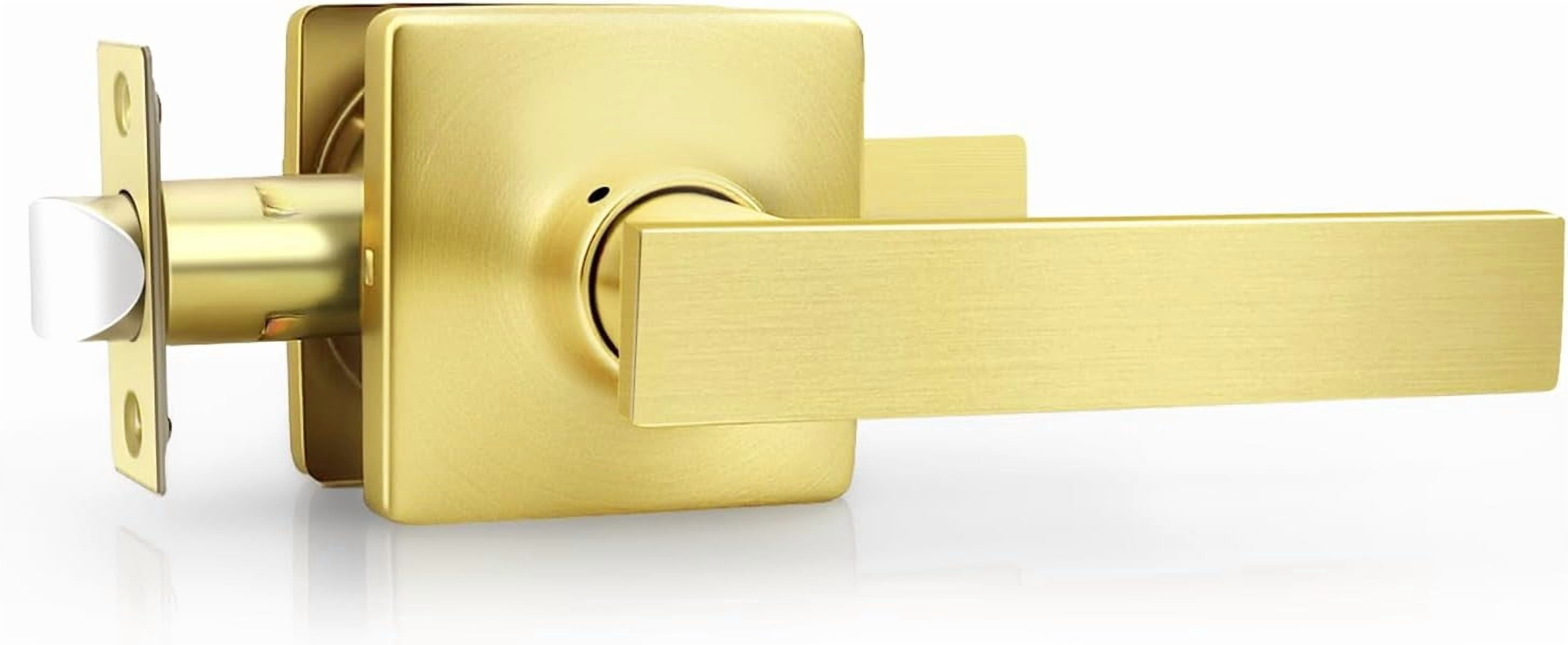 Levier de Porte de Passage en Laiton Doré Brossé Poignées de Porte Intérieures (Ensemble de Levier Antidérapant) pour Portes de Couloir Ou Garde-Robes Réversible pour Portes de Garde-Robe Côté Droit et Gauche Leviers de Porte d'Intérieur à Main
