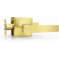thumbnail image 1 of Brushed Gold Passage Door Lever Brass Interior Door Handles (NonLocking Lever Set) for Hallway Doors or Closets Reversible for Right & Left Side Closet Door Levers Indoor Hand, 1 of 8