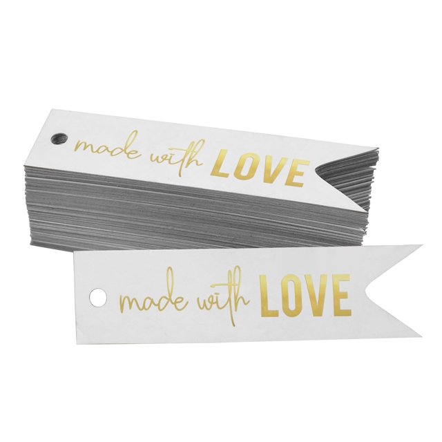 Inkdotpot Real Gold Foil Made With Love Text Tags Favor Hang Paper Tags 100 Pieces