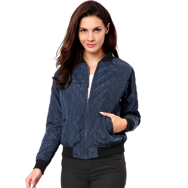 INSPIRE CHIC Vestes Matelassées pour Femmes Col Montant Fermeture Éclair Manches Raglan Blouson Bomber