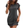 thumbnail image 2 of Ovzne Robes d'Été pour Femmes 2025 Robe Femme Robe Décontractée Unie à Col Rond à Manches Courtes Robe Décontractée Robe d'Été à Manches Courtes Liquidation, 2 of 7