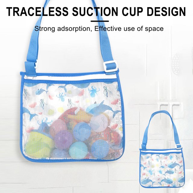 Blue Beach Toy Mesh Bags For Kids Seashell Bags With Sand Toy Net Bag