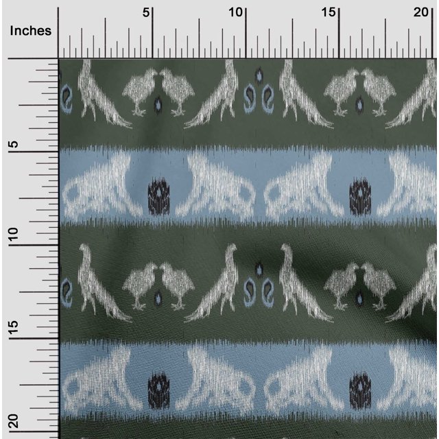 oneOone Cotton Poplin Fabric Stripe|Bird & Monkey Ikat Decor Fabric Printed BTY 42 Inch Wide