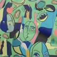 thumbnail image 1 of oneOone Polyester Spandex Sea Green Fabric Abstract Comic Face Dress Material Fabric Print Fabric By The Yard 56 Inch Wide, 1 of 5