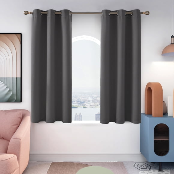 Deconovo Blackout Curtains Grommet Thermal Insulated Room Darkening Curtains for Dining Room 42x72 inch Dark Gray Pack of 2