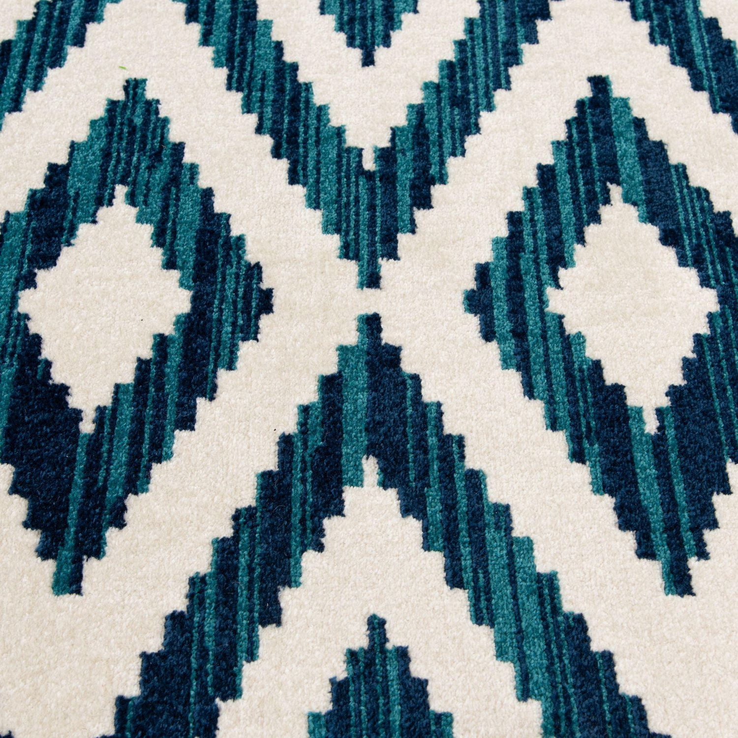 Tapis d'intérieur/extérieur tissé Tropicana crème et bleu saphir 5x7, recommandé pour patio, vestibule, véranda, salle à manger
