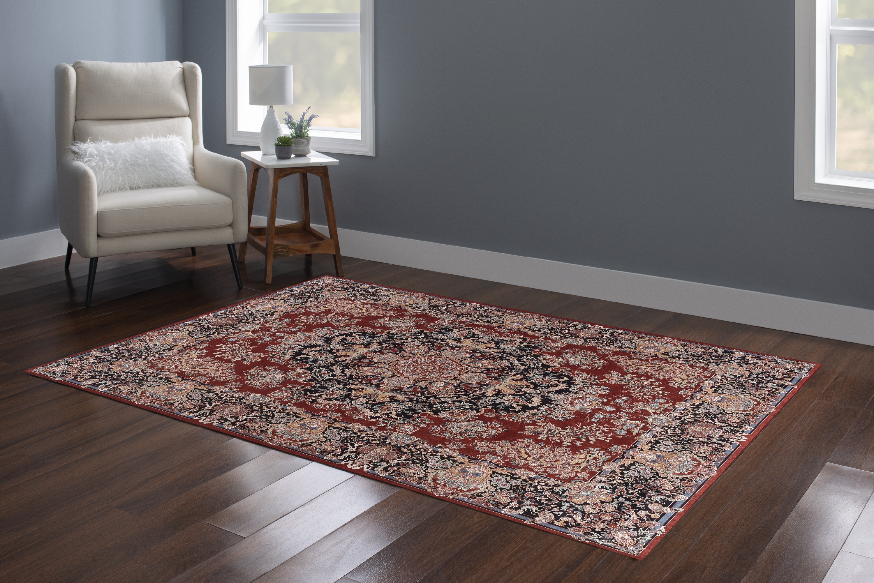 Tapis d'appoint Emerald Martin bleu & marine de 2 pi 2 po x 3 pi 2 po
