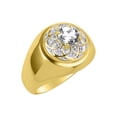 thumbnail image 3 of RYLOS Men's Rings 14K Yellow Gold Designer Gypsy 7MM Round Gemstone & Diamond Ring White Topaz April Birthstone Size 9, 3 of 6
