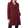 thumbnail image 1 of INSPIRE CHIC Women's Notched Lapel Double Breasted Mid Length Overcoat, 1 of 7