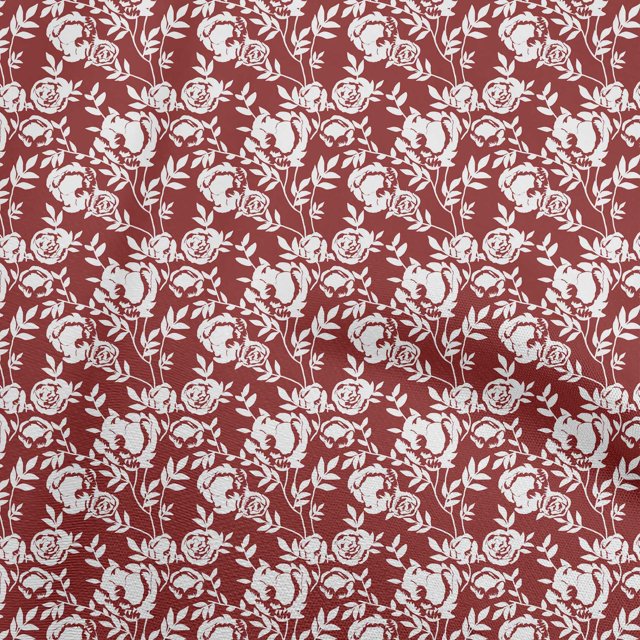 oneOone Cotton Poplin Twill Maroon Fabric Floral Fabric For Sewing Printed Craft Fabric By The Yard 56 Inch Wide