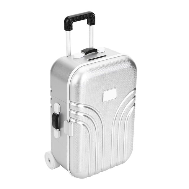 Luggage Baby Suitcase Toy Cute Plastic Rolling Suitcase Mini Luggage Box Silver
