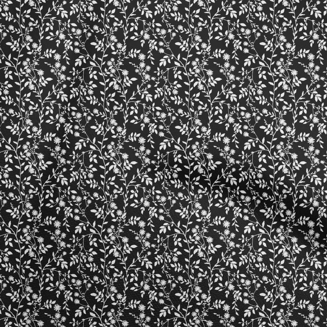 oneOone Cotton Silk Black Fabric Floral Craft Projects Decor Fabric Printed By The Yard 42 Inch Wide