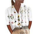 thumbnail image 1 of Birdeem Women Mid-Sleeve Casual V-Neck Solid Color Loose Button Shirt Blouse Tops, 1 of 5