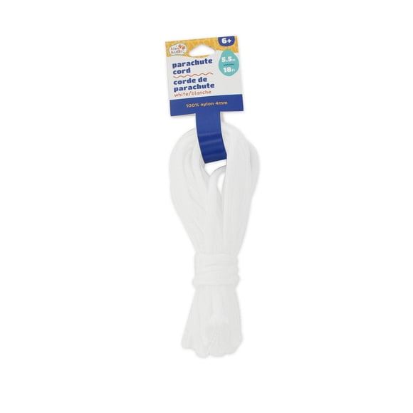 TINY HANDS Parachute Cord - White, 100% Nylon, 4 mm (0.16 in) × 5.5 m (18 ft)
