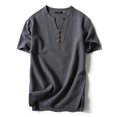 thumbnail image 1 of Innerwin T Shirt Retro Style Mens Tees Summer Solid Color Plain  Tops Gray Blue-3 L, 1 of 2