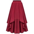 thumbnail image 2 of QATAINLAV Jupes Renaissance pour Femmes Ourlet Asymétrique Fluide Plissée à Étages Jupe Longue, Rouge, TG, Économies du Printemps, 2 of 7