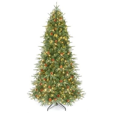 Costway 7 FT Pre-Lit Artificial Christmas Tree Hinged with 460 Warm White LED Lights