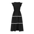 thumbnail image 4 of AherBiu Robes pour Femmes 2024 Décontracté Printemps Tendance à Blocs de Couleur Longue Robe Manches Cap A Robe Maxi, 4 of 7