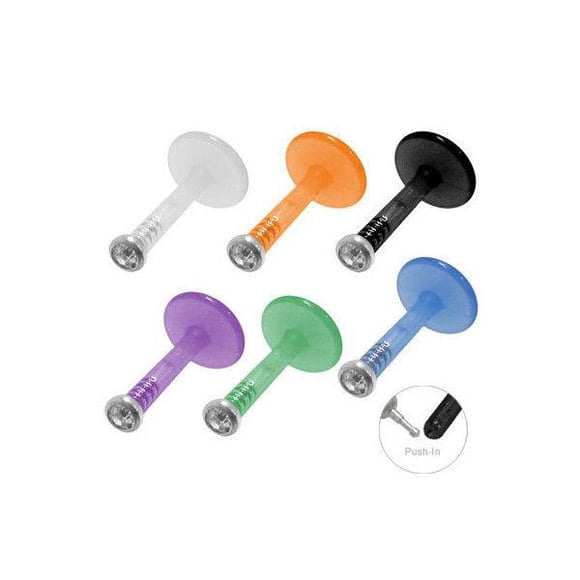 Bijou à Lèvres Labret Monroe Flexible Sans Filetage à Insertion 16 g avec Gemme Transparente