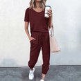 thumbnail image 2 of Timegard 2 Piece Sets for Women Summer Short Sleeve Tops and Drawstring Pants with Pockets Comfy Casual Sets, 2 of 5