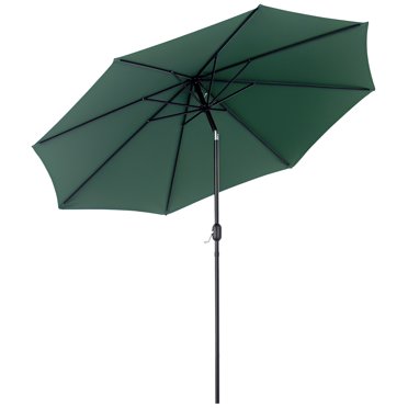 Outsunny Parasol de Marché Rond 10 Pieds x 8 Pieds, Parasol de Patio, Vert
