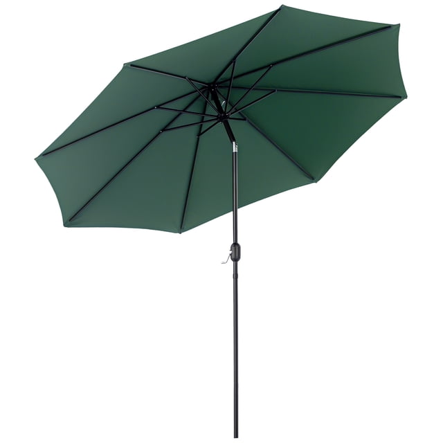 Outsunny 10' x 8' Round Market Umbrella, Patio Umbrella, Green