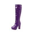 thumbnail image 2 of LSLJS Bottes à Talons Hauts Jusqu'aux Genoux pour Femmes, Bottes à Talons Hauts Jusqu'aux Genoux pour Femmes Mode Multicolores à Talon Épais à Bout Rond, Bottes Jusqu'aux Genoux pour Femmes, 2 of 6