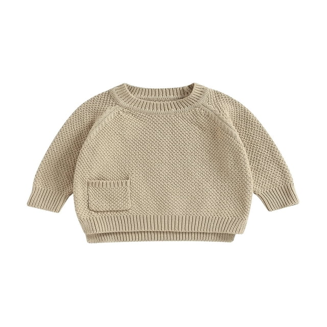 Pull Tricoté pour Bébé Manches Longues avec Poche Automne Tricoté pour Filles Garçons