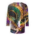 thumbnail image 5 of Penkiiy 2024 Blouse Mardi Gras Hauts pour Femmes T-Shirt Quotidien Blouse à Manches 3/4 Haut à Imprimé Masque Carnaval Col Rond Chemise Décontractée TG Multicolore, 5 of 5