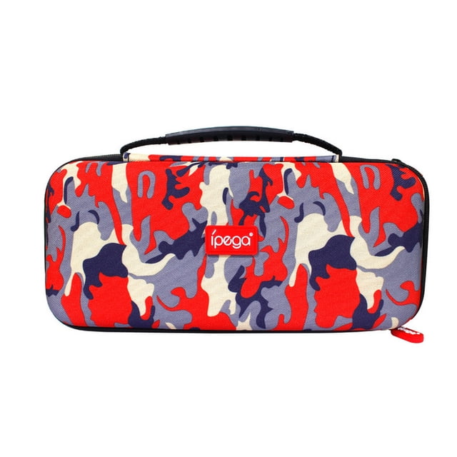 IPEGA Camouflage Hard Shell Carrying Case for Nintendo Switch - Shockproof Compression-Resistant Travel Bag with Zipper & Inner Divider, Portable Handheld Protective Pouch for OLED/Original Consoles