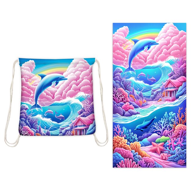 Foldable Beach Towel Printed Bath Towel All-in-one Beach Towel All-in-one Bag For Storage