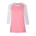 thumbnail image 4 of CEHVOM Ladies' O-Neck Casual Printed Color-Blocking Three-Quarter Sleeve Blouse, 4 of 4