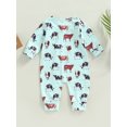 thumbnail image 4 of Faithtur Barboteuse pour Bébés Filles Garçons Imprimé Floral Cheval Manches Longues Col Rond Fermeture Éclair Oblique Combinaisons Automne Justaucorps Nouveau-Né, 4 of 8