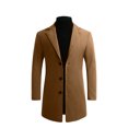 thumbnail image 1 of EGNMCR Jackets for Men Fall/winter New Style Plus Cotton Solid Color Woolen Lapel Men's Overcoat Jacket, 1 of 5