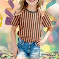 thumbnail image 2 of GDREDA T-Shirt Graphique à Manches Courtes Rayé de Carnaval pour Garçons, Chemise de Fête Colorée, Haut Décontracté Confortable pour Enfants, Orange,120, 2 of 4