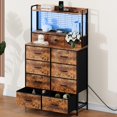 thumbnail image 4 of Kojooin Commode Intelligente avec 11 Tiroirs en Tissu, Chargeur Sans Fil, Station de Recharge et Lumières DEL RVB Contrôlées par Application, 4 of 8