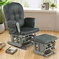 thumbnail image 3 of Gymax Glider and Ottoman Cushion Set Wood Baby Nursery Rocking Chair Dark Grey, 3 of 10